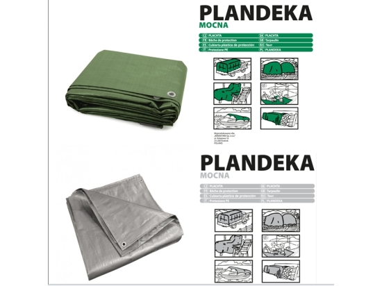 Tarpaulin 110g/m2 strong, green/silver, various sizes