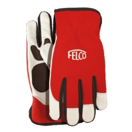 Felco 702 Leather/Spandex Protective Gloves White/Red